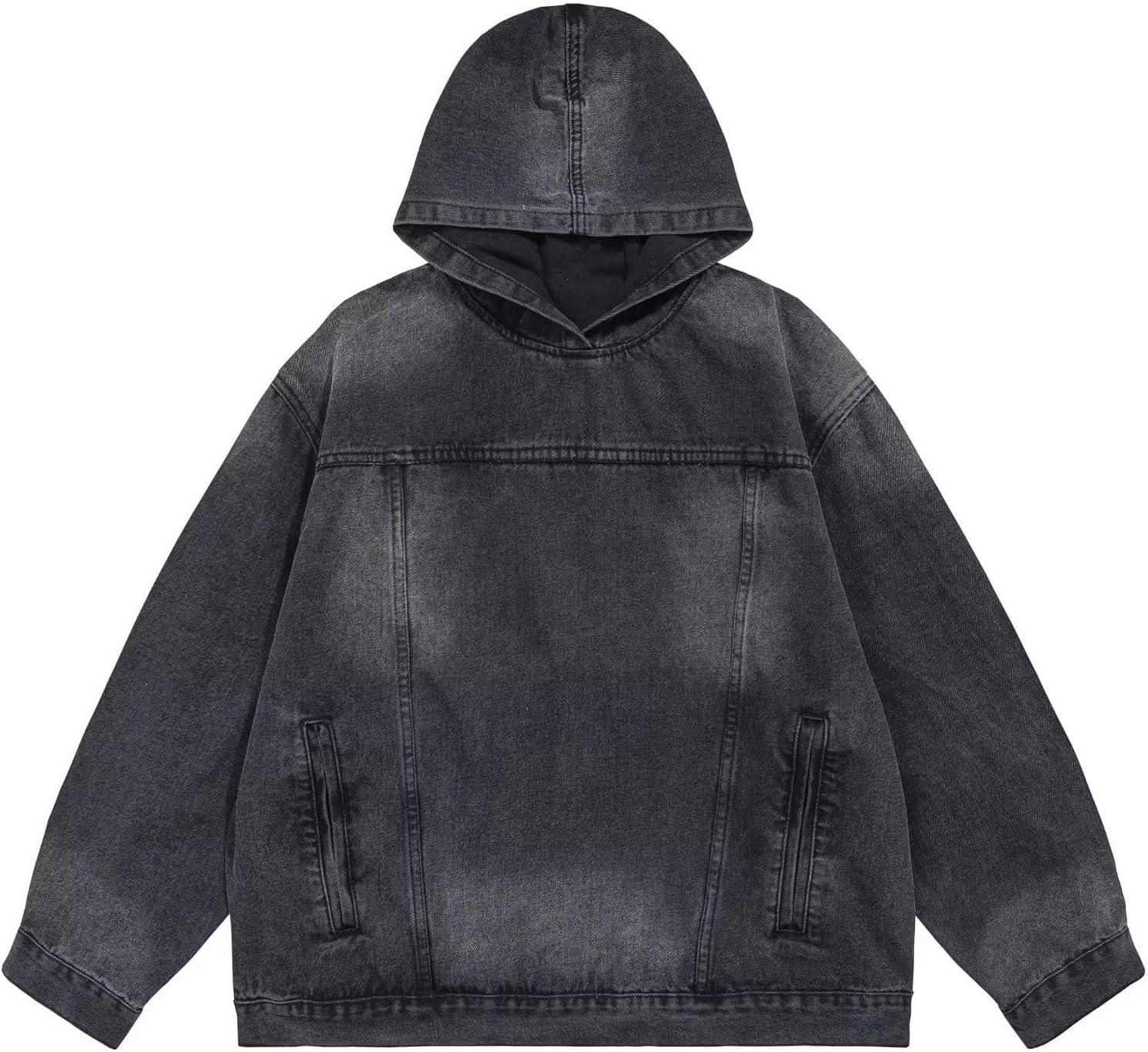 Oversized Hoodies for Men Washed Black Acid Wash Denim Hoodie Hooded Pullover Sweatshirt Boyfriend Vintage Streetwear Oversized Hoodies for Men Washed Black Acid Wash Denim Hoodie Hooded Pullover Sweatshirt Boyfriend Vintage Streetwear