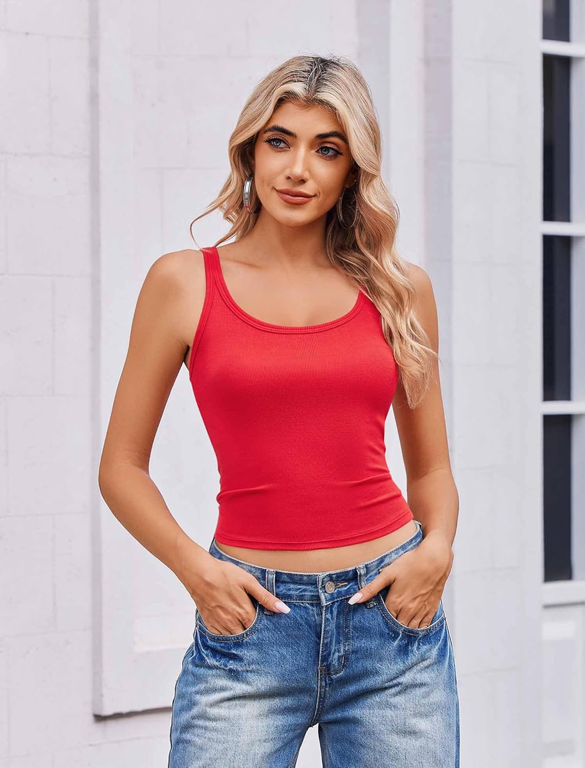 Tank Top for Women Summer Ribbed Square Neck Tank Tops Fitted Slimming Tops Basic Going Out Top Casual Tank Top for Women Summer Ribbed Square Neck Tank Tops Fitted Slimming Tops Basic Going Out Top Casual