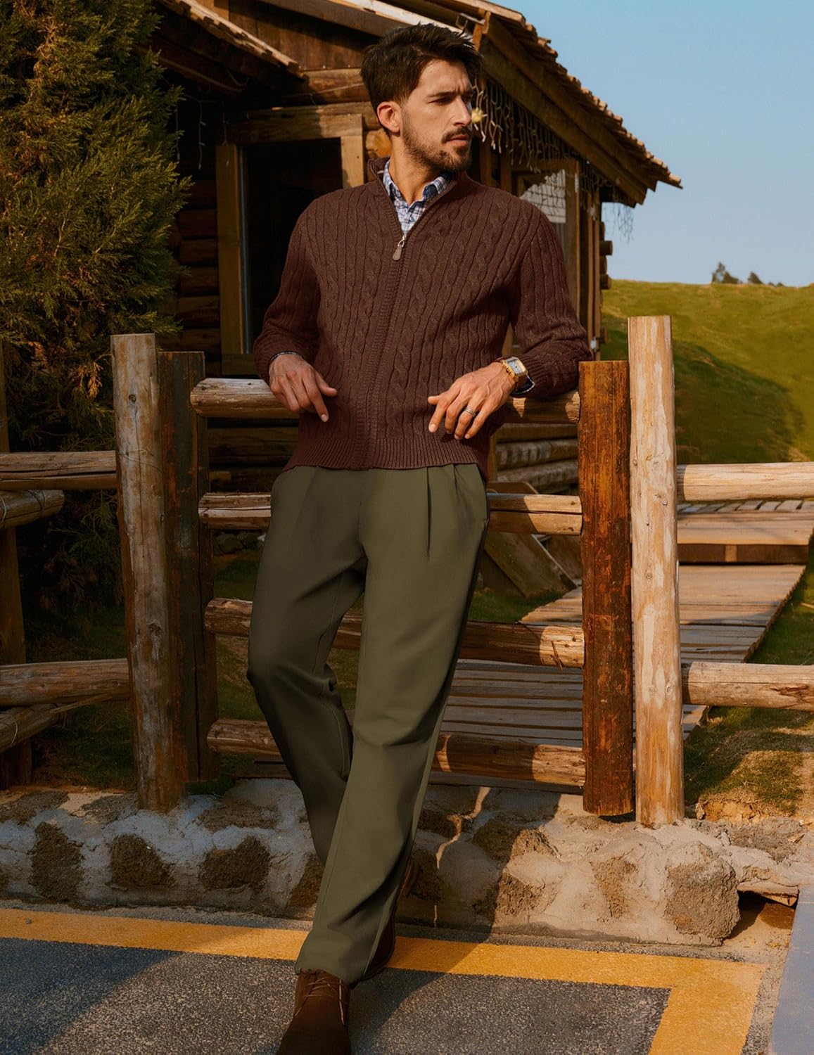 Mens Dress Pants Vintage Pleated Tapered Trousers Extended Waist Dress Pant Casual Slacks Mens Dress Pants Vintage Pleated Tapered Trousers Extended Waist Dress Pant Casual Slacks