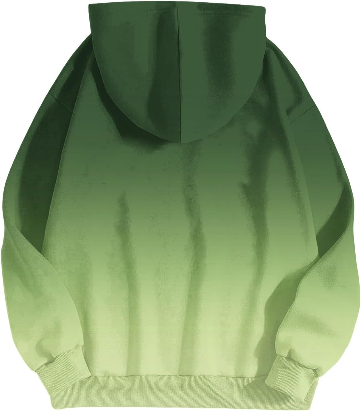 Gradient Ombre Zip Up Hoodie Jacket for Women Green Oversized Long Sleeve Drawstring with Pockets Loose Fall Casual Sweatshirt