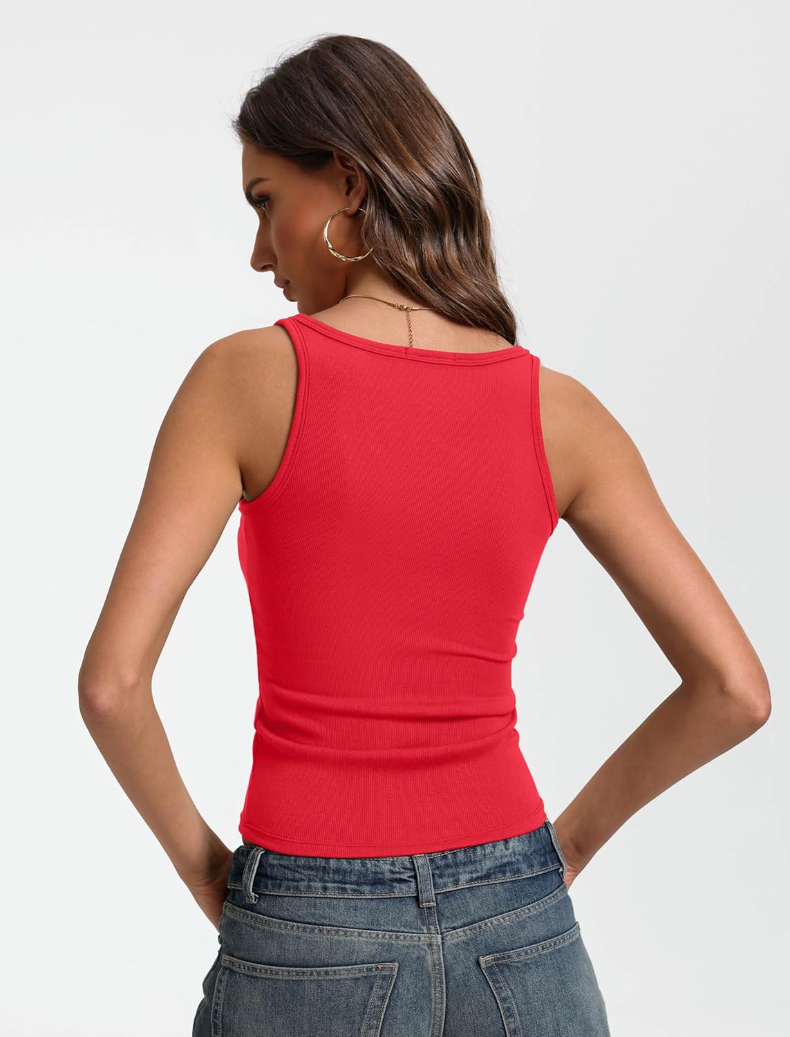 Tank Top for Women Summer Ribbed Square Neck Tank Tops Fitted Slimming Tops Basic Going Out Top Casual Tank Top for Women Summer Ribbed Square Neck Tank Tops Fitted Slimming Tops Basic Going Out Top Casual