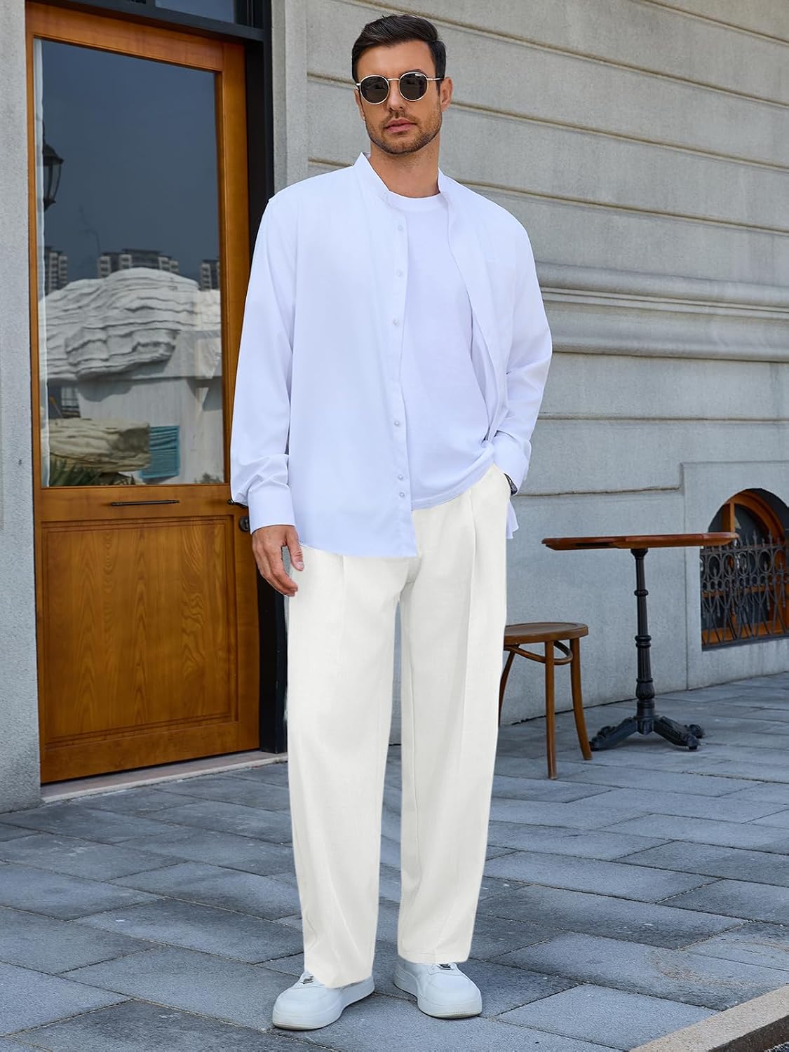 Mens Casual Dress Pants Elastic Waist Pleated Baggy Wide Leg Slacks Lightweight Old Money Trousers Mens Casual Dress Pants Elastic Waist Pleated Baggy Wide Leg Slacks Lightweight Old Money Trousers