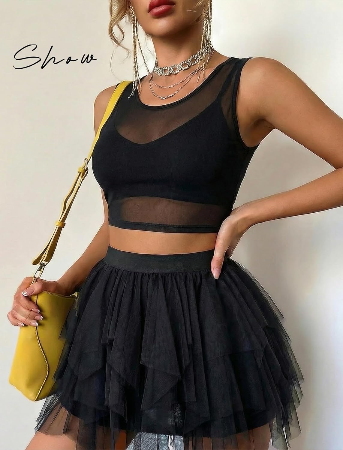 Mesh Top Women Sexy Camisole Tank Top y2k Cut Out Backless Undershirts Sheer Clubwear Outfit Bra Not Included
