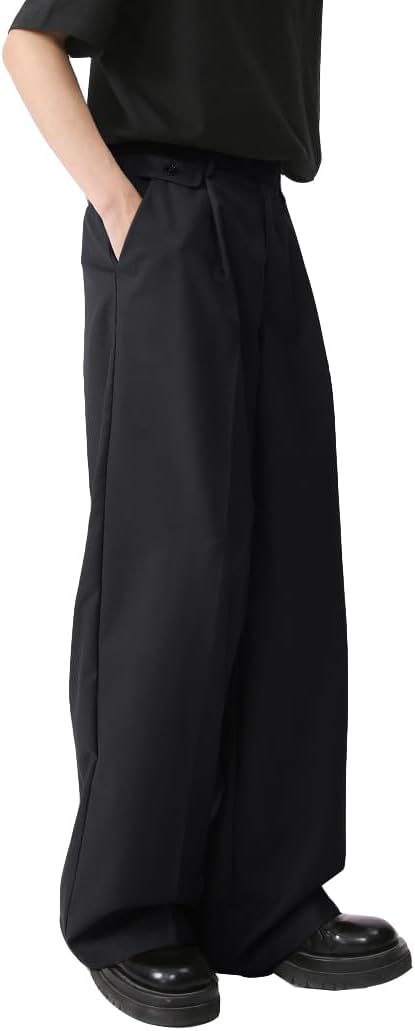 Men's Baggy Dress Pants Zipper Fly Pleated Wide Leg Dress Pants Business Casual Work Long Trousers with Pocket Men's Baggy Dress Pants Zipper Fly Pleated Wide Leg Dress Pants Business Casual Work Long Trousers with Pocket