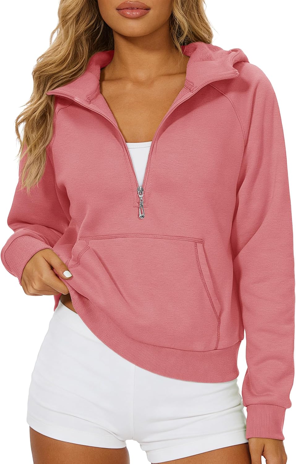 Women's Half Zip Hoodie Dusty Pink Fleece Pullover Sweatshirt with Pocket Long Sleeve Relaxed Casual Tops Women's Half Zip Hoodie Dusty Pink Fleece Pullover Sweatshirt with Pocket Long Sleeve Relaxed Casual Tops