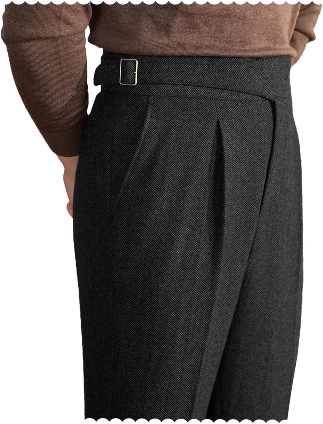 Men Trousers Vintage Tweed Blend Pants Herringbone Slim Fit Pleat-Front Pant Men Trousers Vintage Tweed Blend Pants Herringbone Slim Fit Pleat-Front Pant