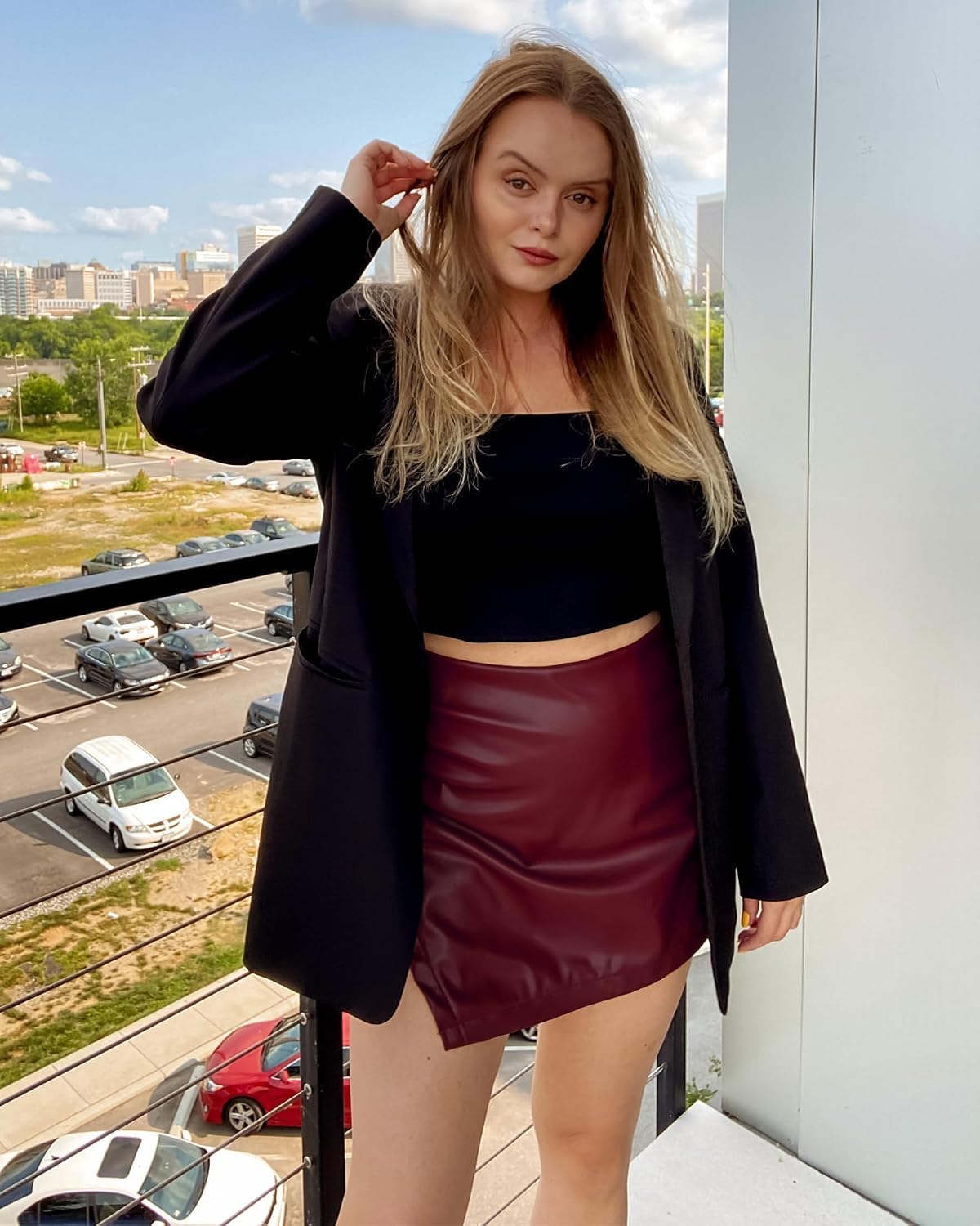 Shorts for Women Faux Leather Skorts High Waisted PU Leather Shorts Elastic Waist Ruched Wrap Skorts Skirts