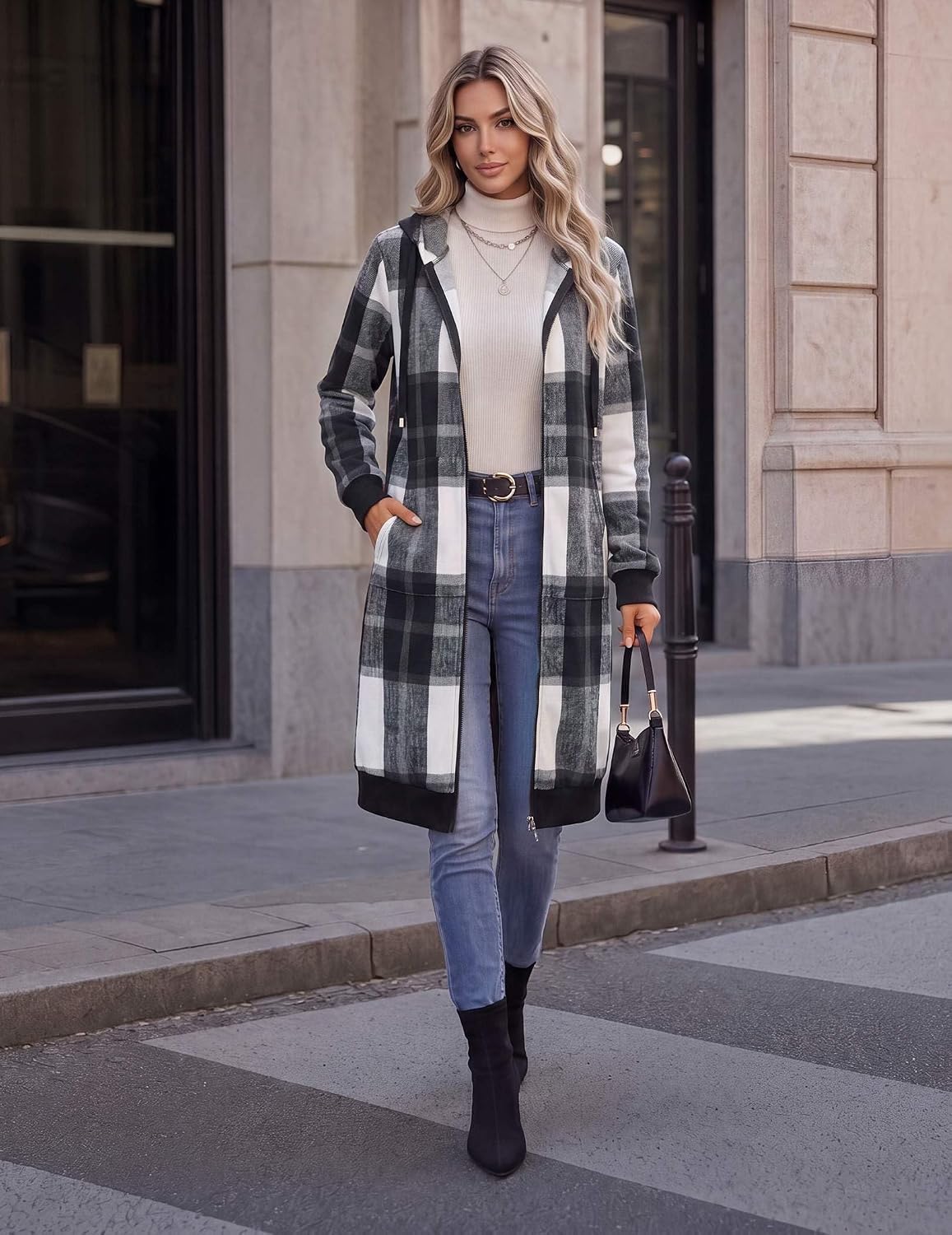 Women's Zip Up Hoodies Oversized Long Fleece Sweatshirts Hooded Casual Jacket Coat with Pockets Trendy Hoodie