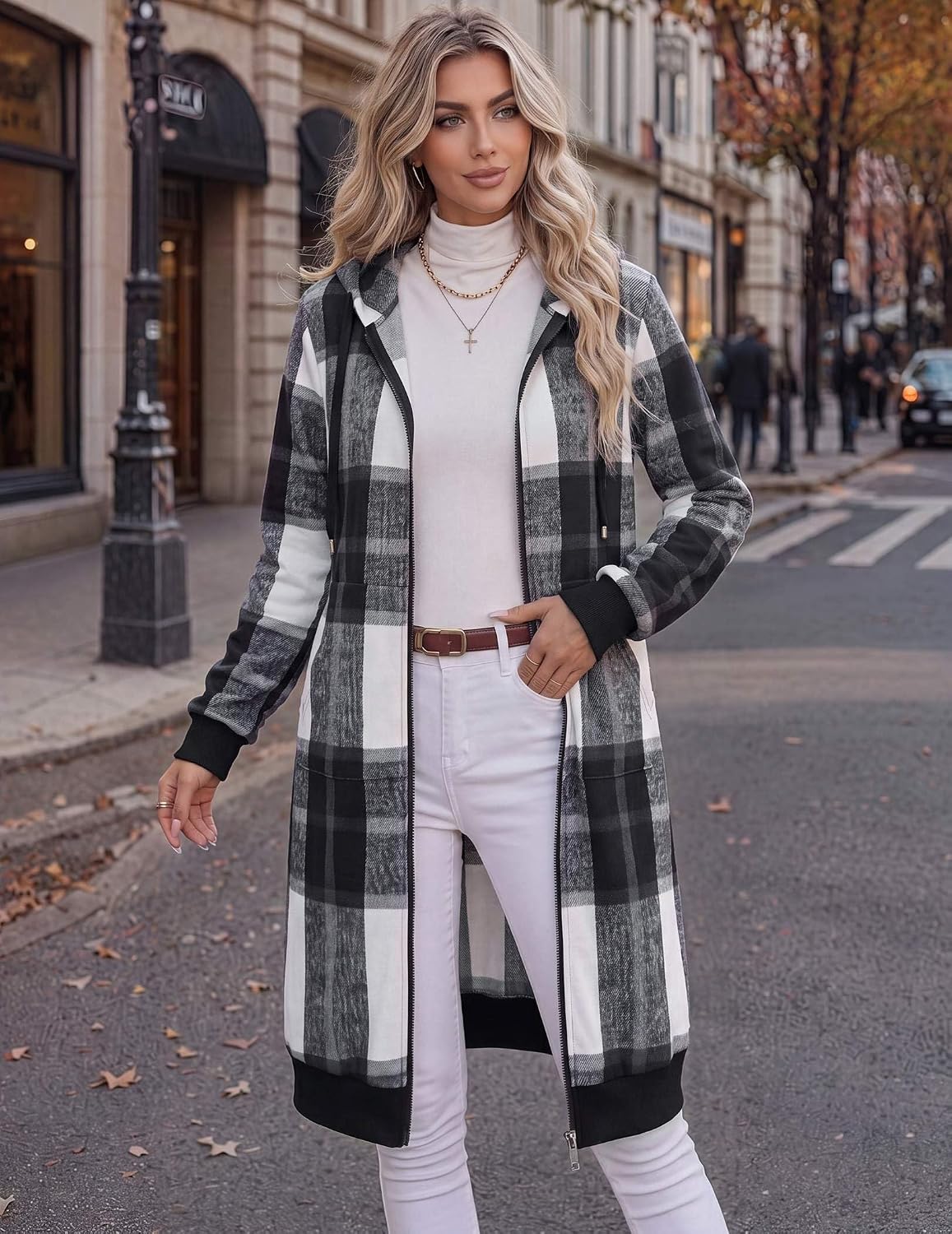 Women's Zip Up Hoodies Oversized Long Fleece Sweatshirts Hooded Casual Jacket Coat with Pockets Trendy Hoodie