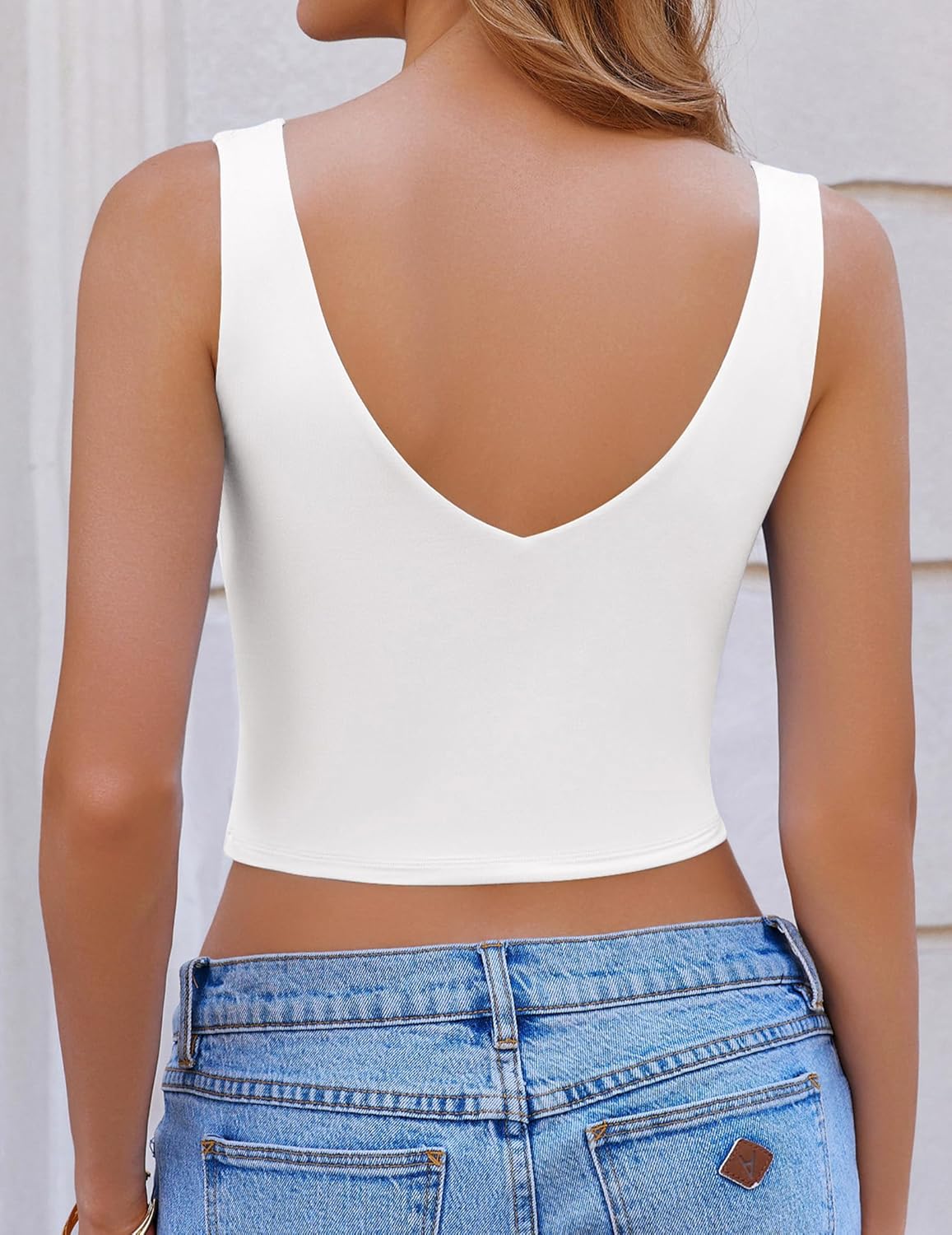 Women's Sexy Crop Plunge Tank Tops V Neck Going Out Camisoles Slim Fit Trendy Summer