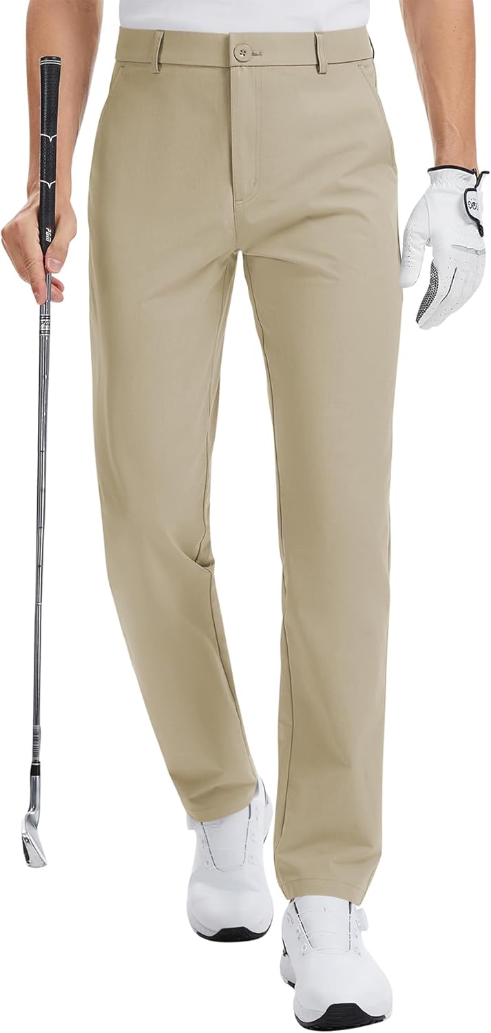 Mens Golf Pants Work Dress Pants Stretch Lightweight Classic Fit Casual Trousers with Pockets