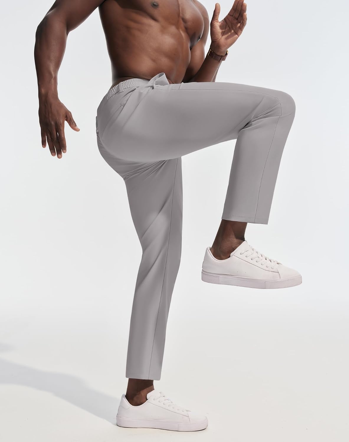 Men's Golf Pants Casual Stretch Slim Fit Tapered Dress Pants Lightweight Wrinkle Free Trousers