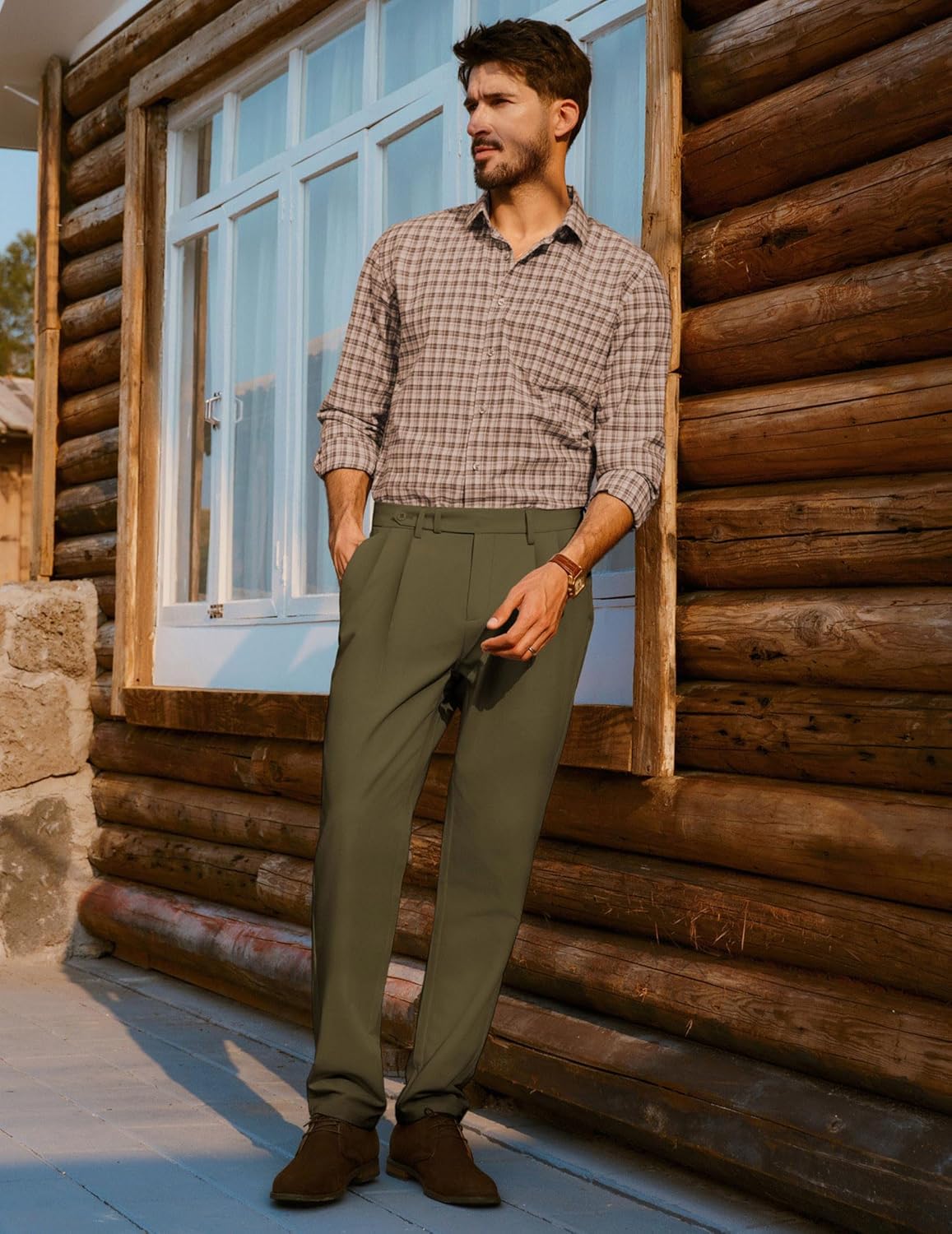 Mens Dress Pants Vintage Pleated Tapered Trousers Extended Waist Dress Pant Casual Slacks Mens Dress Pants Vintage Pleated Tapered Trousers Extended Waist Dress Pant Casual Slacks