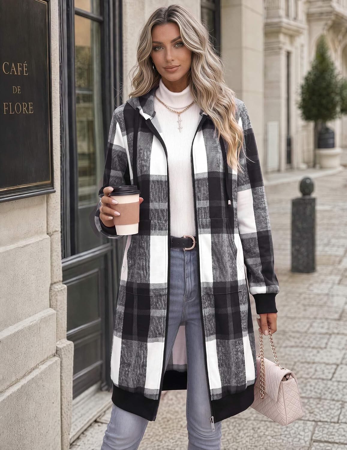 Women's Zip Up Hoodies Oversized Long Fleece Sweatshirts Hooded Casual Jacket Coat with Pockets Trendy Hoodie