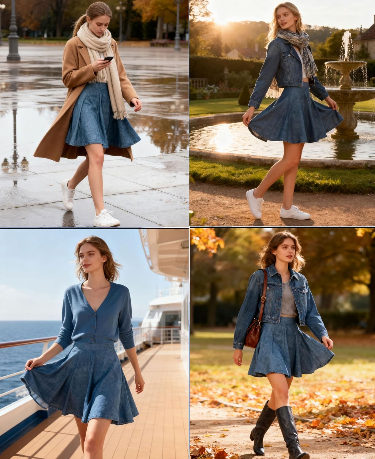 Women's Casual Basic Skirts Mini Flared Skater Stretchy A-Line Party Skirts with Shorts