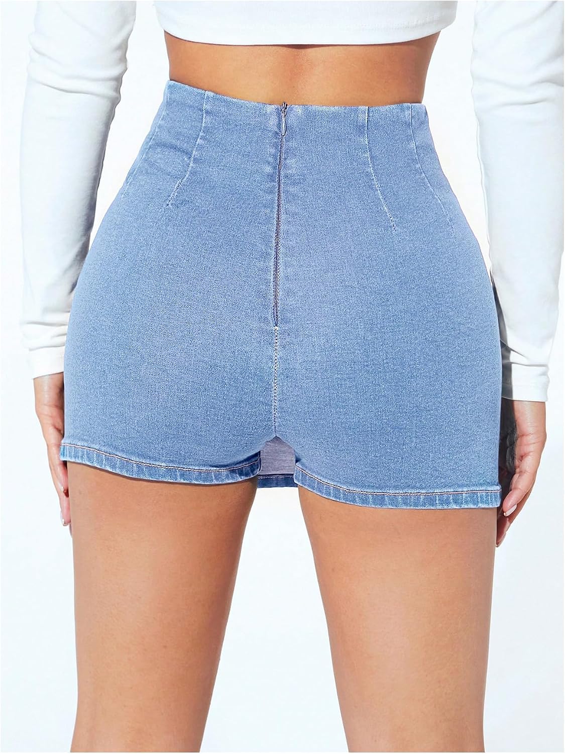 Women's High Waisted Mini Jean Skorts Y2k Slit Hem Bodycon Skirt Shorts