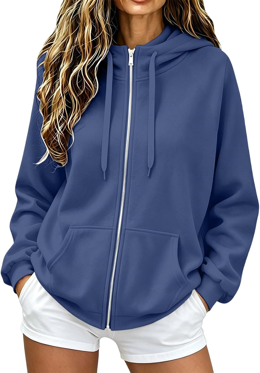 Zip Up Hoodie Women Y2K Casual Long Sleeve Oversized Hooded Sweatshirts Dusty Blue Fall Winter Comfy Jackets with Pockets Zip Up Hoodie Women Y2K Casual Long Sleeve Oversized Hooded Sweatshirts Dusty Blue Fall Winter Comfy Jackets with Pockets