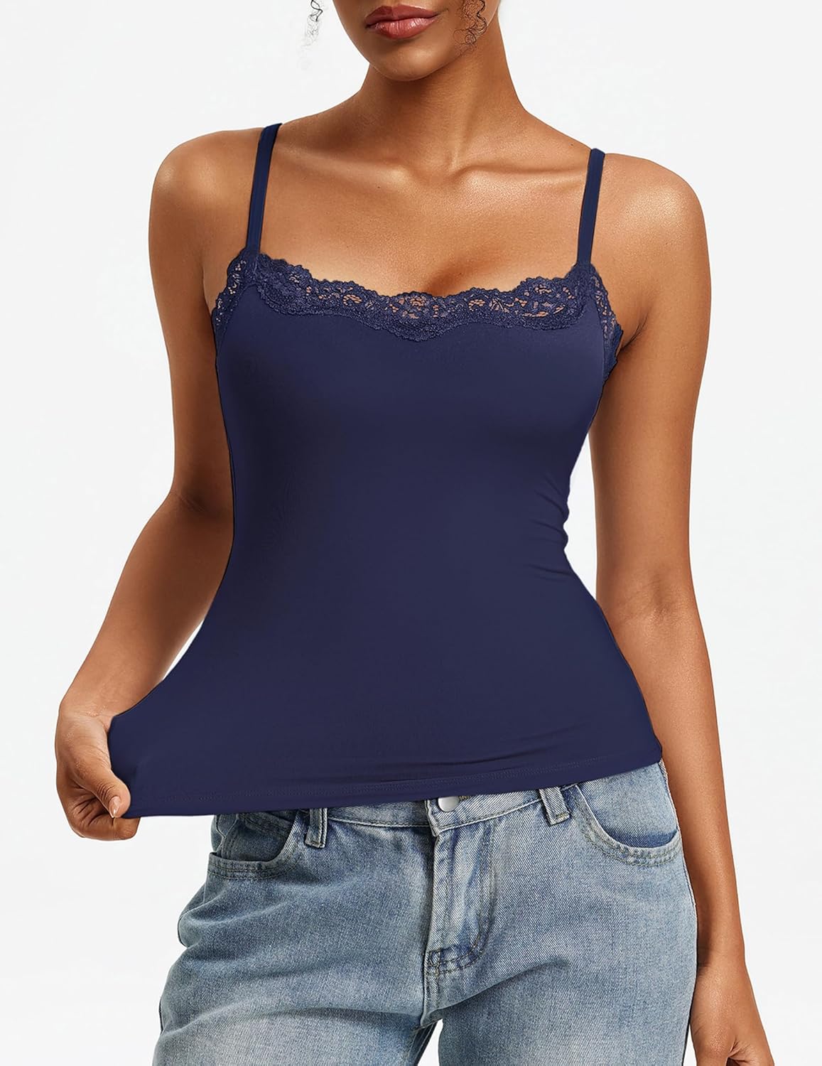 Women's Lace Trim Tank Tops Square Neck Camisole Going Out Top Slim Fit Trendy Summer Women's Lace Trim Tank Tops Square Neck Camisole Going Out Top Slim Fit Trendy Summer