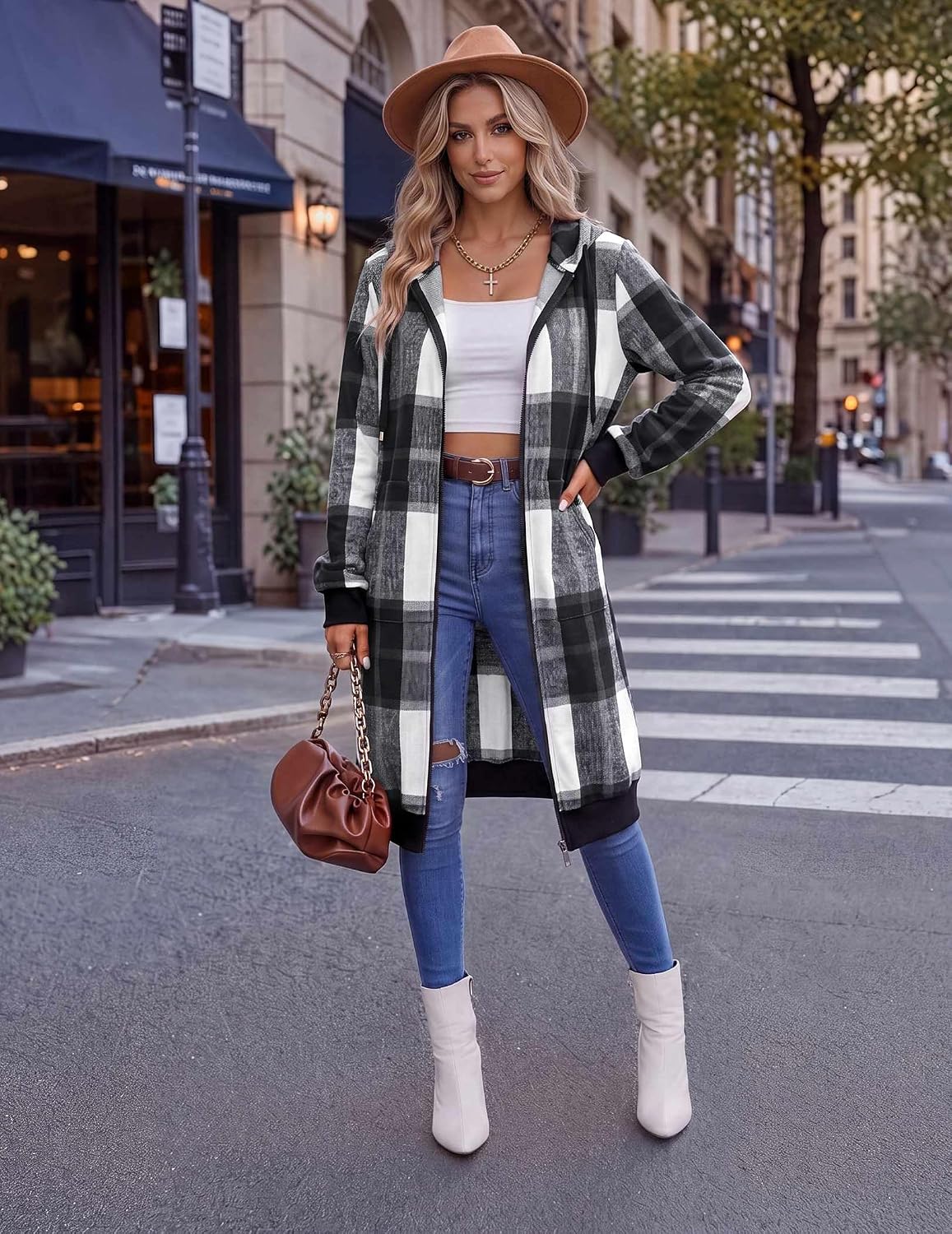 Women's Zip Up Hoodies Oversized Long Fleece Sweatshirts Hooded Casual Jacket Coat with Pockets Trendy Hoodie