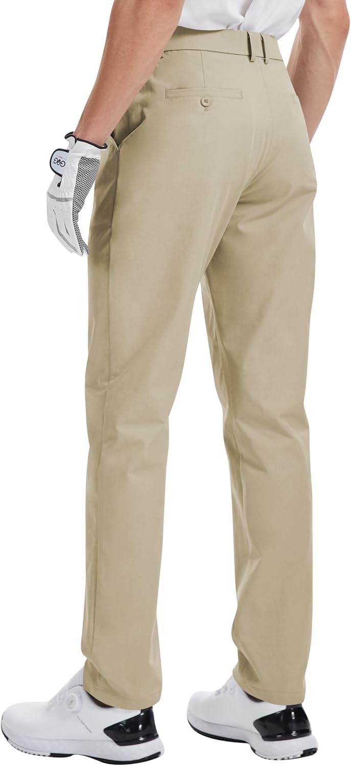 Mens Golf Pants Work Dress Pants Stretch Lightweight Classic Fit Casual Trousers with Pockets