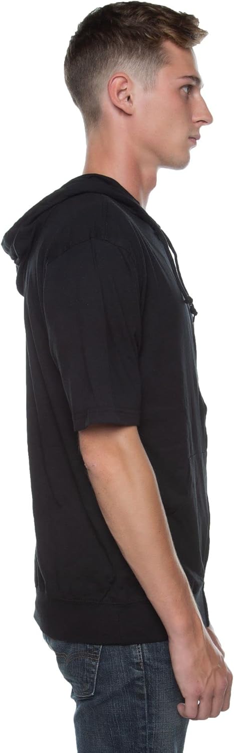 Unisex Casual Short Sleeve Zip Up Hoodie Black White Lightweight Jersey Hooded Sweatshirt Kangaroo Pocket for Men and Women Unisex Casual Short Sleeve Zip Up Hoodie Black White Lightweight Jersey Hooded Sweatshirt Kangaroo Pocket for Men and Women