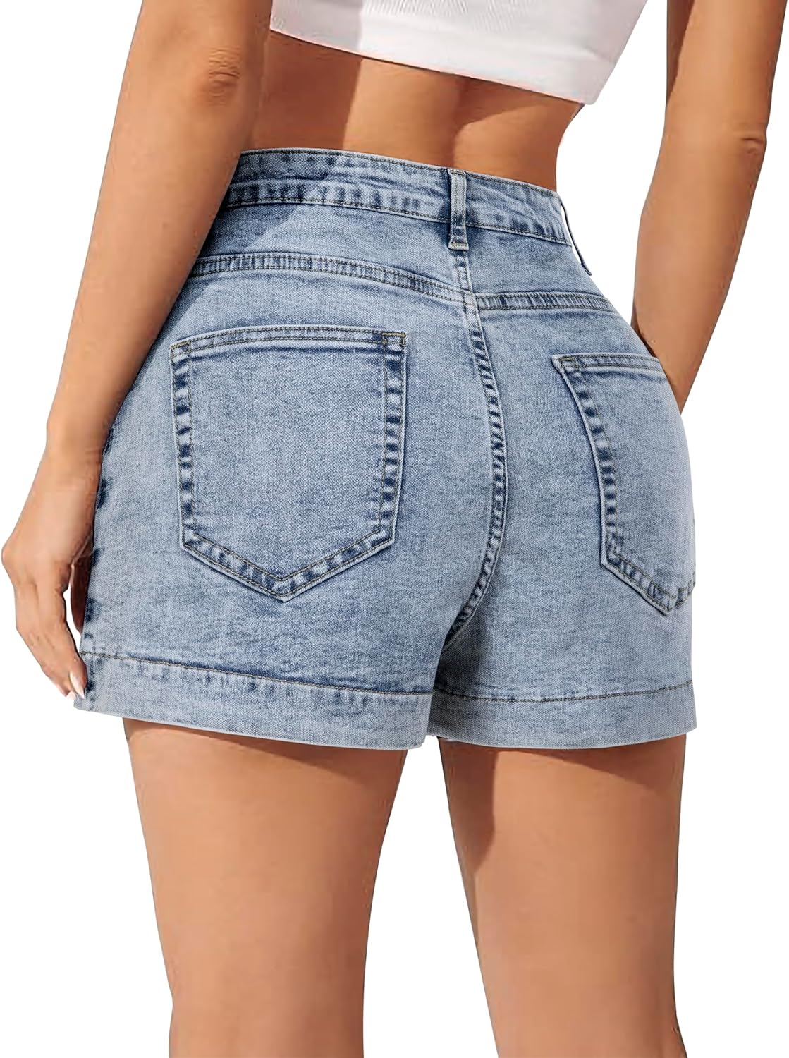 Skort for Women Trendy Slit Mini Skirt Casual Stretchy Jean Skirt with Shorts Summer Short Skirt