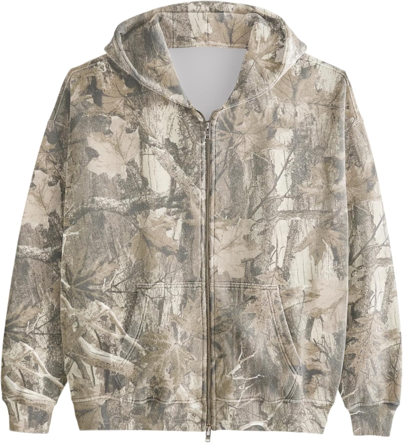 Camo Zip Up Hoodie Maple Leaf Print Oversized Hooded Sweatshirt Earth Tone Beige Fleece Long Sleeve Jacket for Women Men Camo Zip Up Hoodie Maple Leaf Print Oversized Hooded Sweatshirt Earth Tone Beige Fleece Long Sleeve Jacket for Women Men