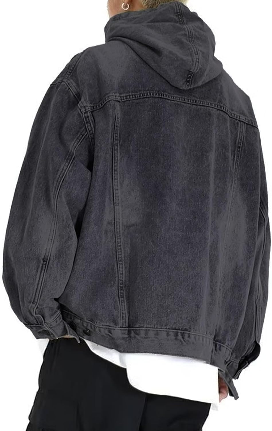 Oversized Hoodies for Men Washed Black Acid Wash Denim Hoodie Hooded Pullover Sweatshirt Boyfriend Vintage Streetwear Oversized Hoodies for Men Washed Black Acid Wash Denim Hoodie Hooded Pullover Sweatshirt Boyfriend Vintage Streetwear