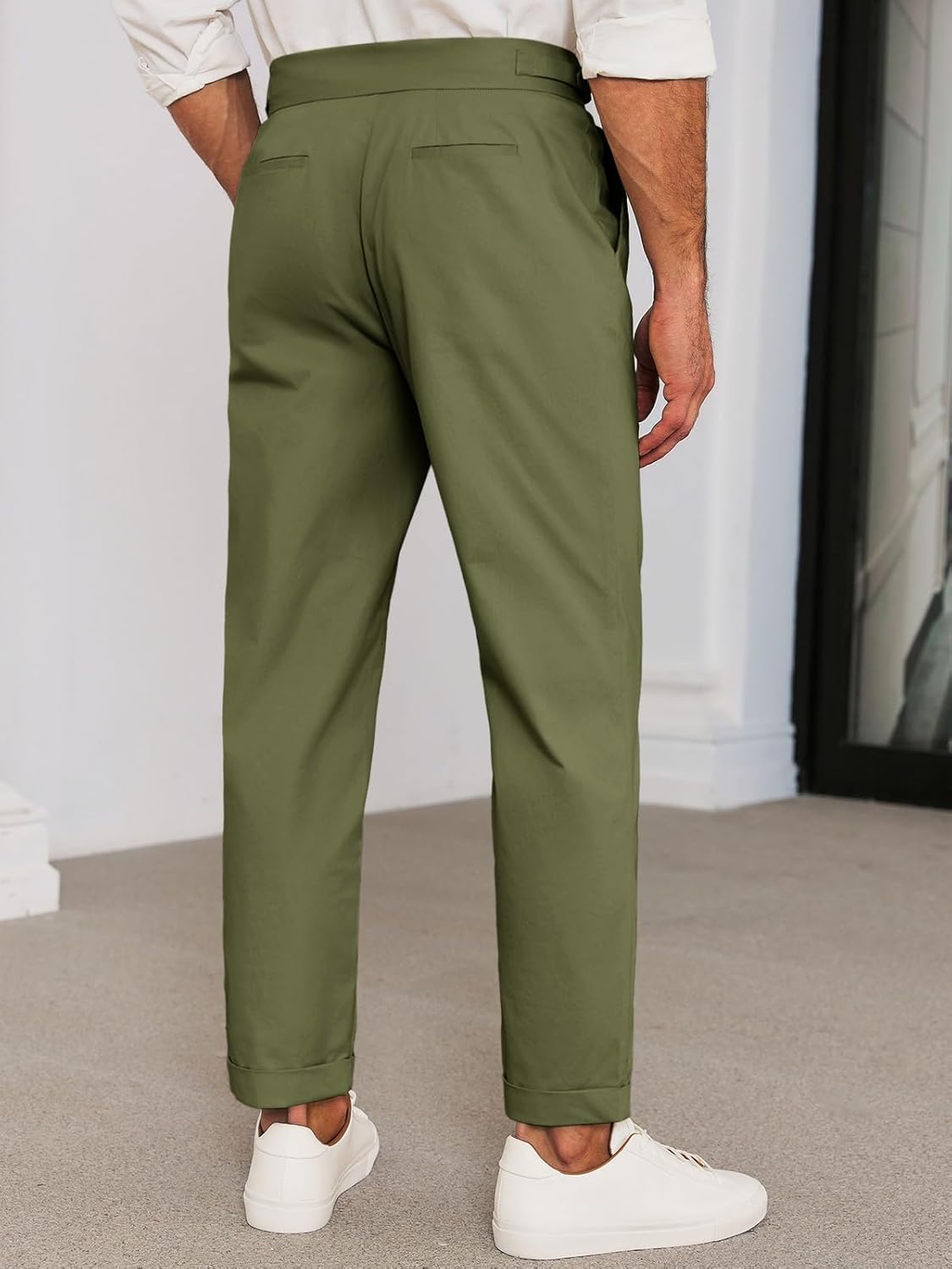 Mens Chinos Cotton Pants Slim Fit Pleated Front Dress Pants Casual Stretchy Tapered Trousers Mens Chinos Cotton Pants Slim Fit Pleated Front Dress Pants Casual Stretchy Tapered Trousers