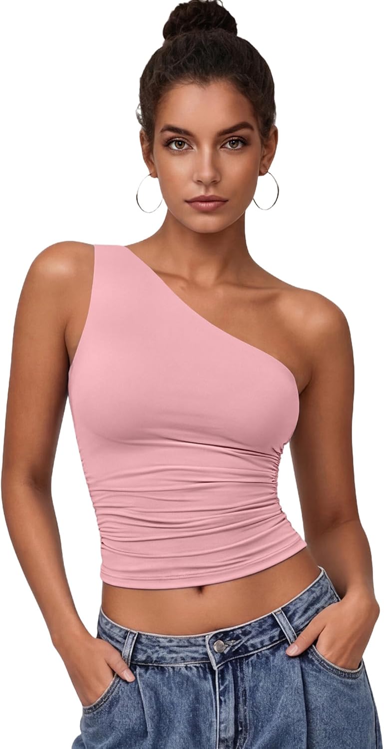 Womens One Shoulder Top Summer Going Out Crop Tank Tops Y2K Tops Fashion Cami Outfit Cute Tops Womens One Shoulder Top Summer Going Out Crop Tank Tops Y2K Tops Fashion Cami Outfit Cute Tops