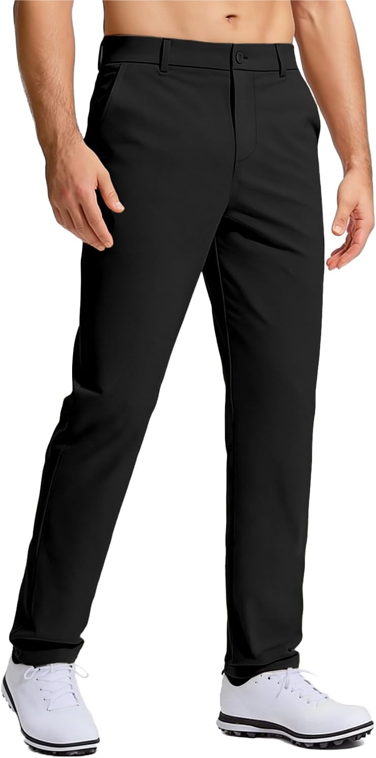 Men's Golf Pants Stretch Work Dress Comfy Pants Lightweight Quick Dry Casual Slacks Trousers with Pockets