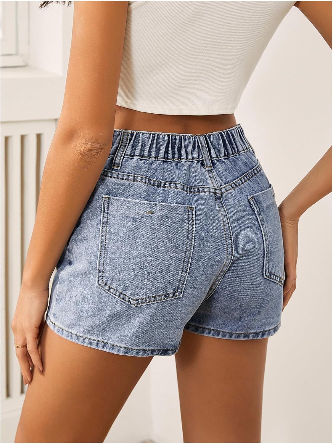 Women's High Waisted Button Front Skort Asymmetrical Hem Skirt Shorts