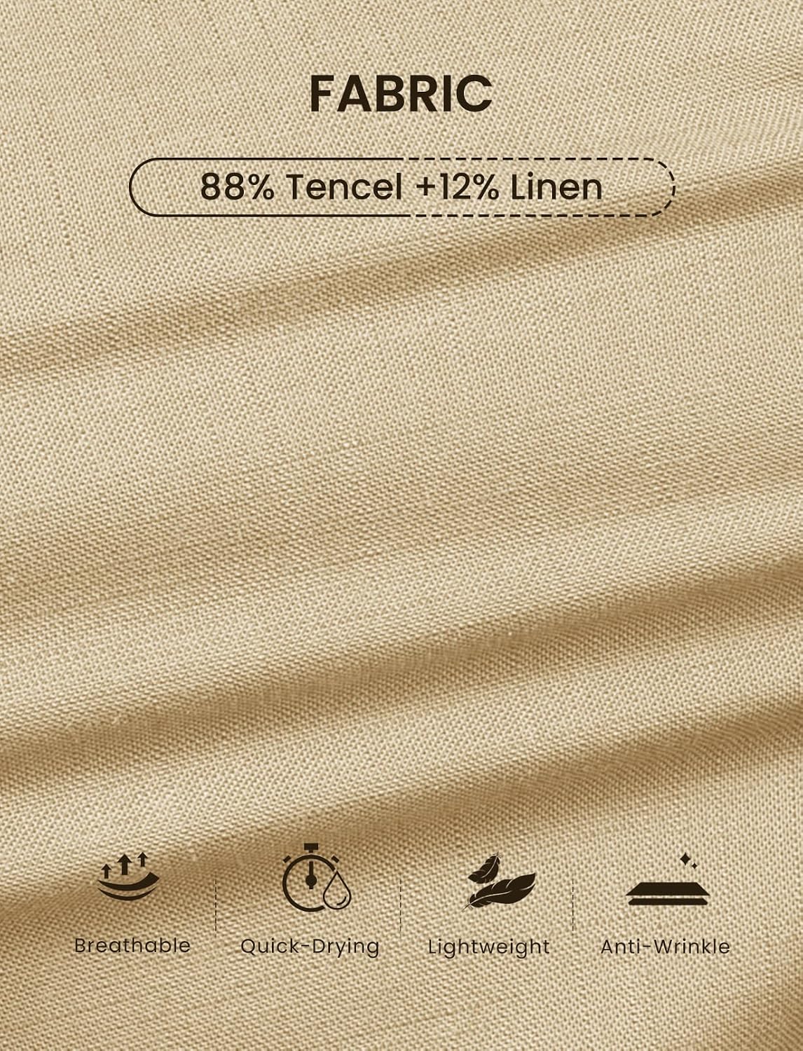 Men's Linen Pants Casual Travel 5 Pockets Lightweight Breathable Dress Pants Summer Beach Work Trousers