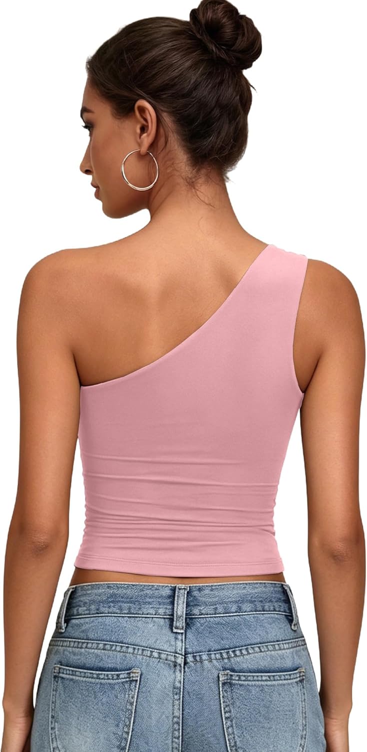 Womens One Shoulder Top Summer Going Out Crop Tank Tops Y2K Tops Fashion Cami Outfit Cute Tops Womens One Shoulder Top Summer Going Out Crop Tank Tops Y2K Tops Fashion Cami Outfit Cute Tops
