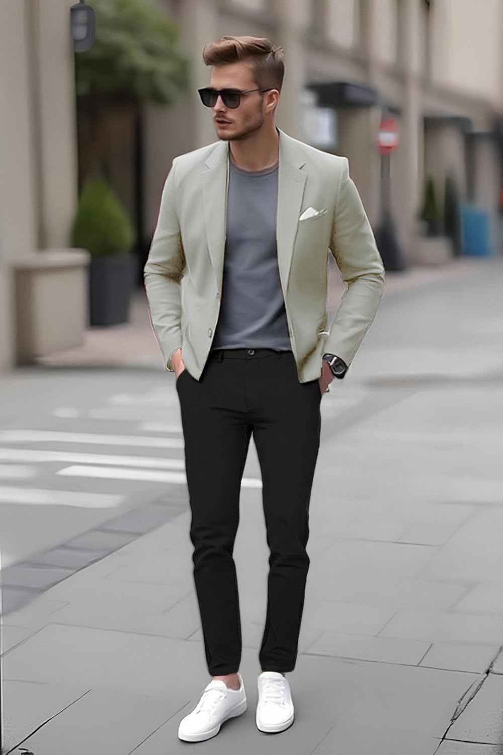 Men's Skinny Stretchy Pants Colored Pants Slim Fit Slacks Tapered Trousers